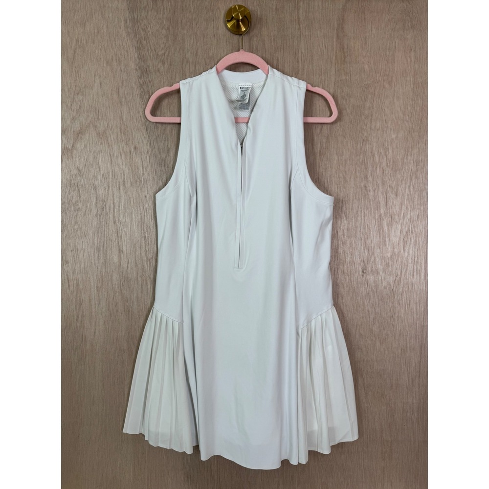 Athleta Womens White Pleated Tennis Dress Built In Shorts Sleeveless XL